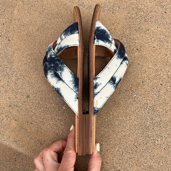 Madewell Skyler Sandal Slide Slip On Flats Blue White Women’s Size 7.5 - Picture 5 of 9